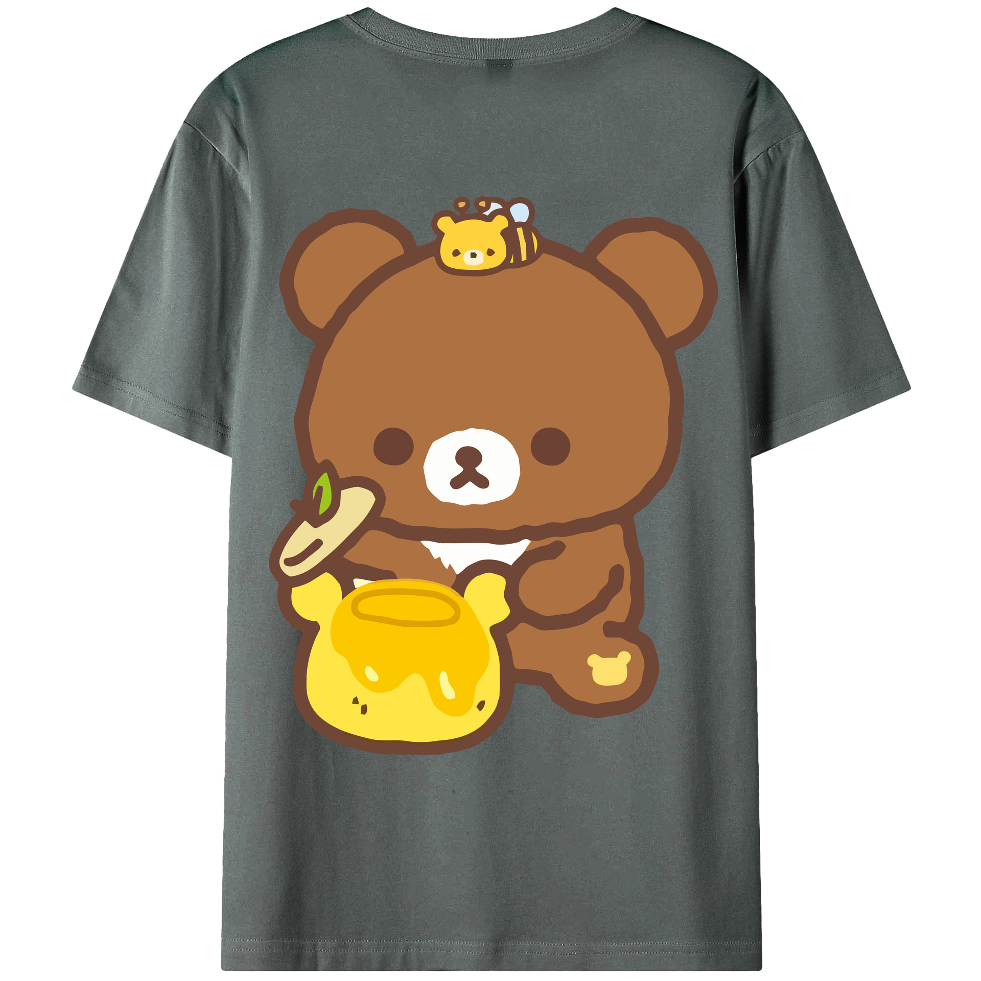 （画像用） リラックマ リラックマ キイロイトリ Rilakkuma Korilakkuma Kiiroitori 綿100％ メンズ半袖Tシャツ（バックプリント） 通気性